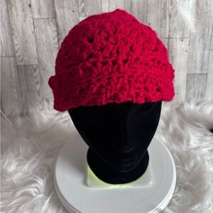 Vibrant Red Crochet Beanie